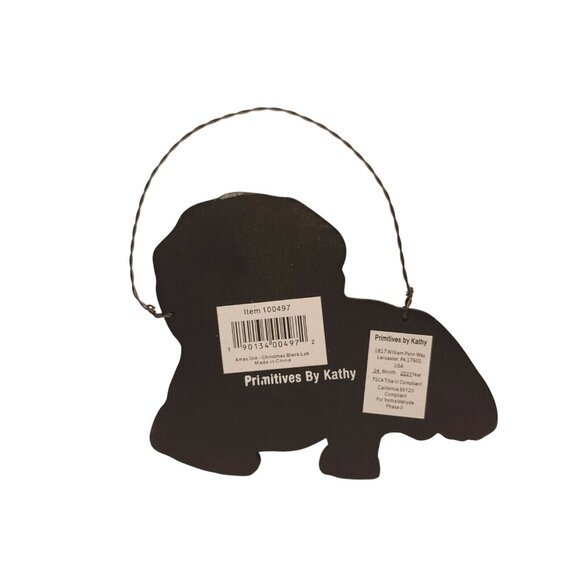 Black Labrador Christmas Ornament Wood Dog Lover Primitives By Kathy 5" X 4.5" - Picture 3 of 3